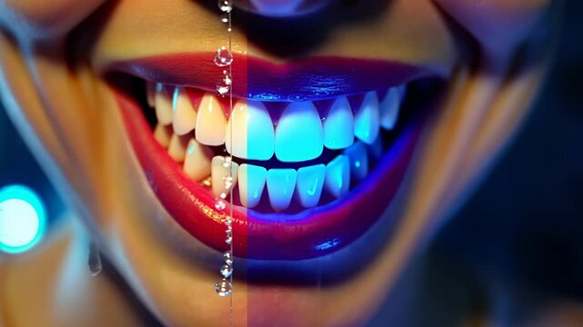 Teeth whitening, dental aesthetics, enamel restoration. Oral health. LED activator enhances bleaching process. Peroxide treatment ensures stain removal. Daily care prevents plaque buildup.