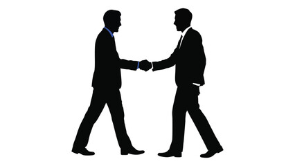 Businessmen Handshake Silhouette, Professional Agreement Vector. silhouette of business people shaking hands