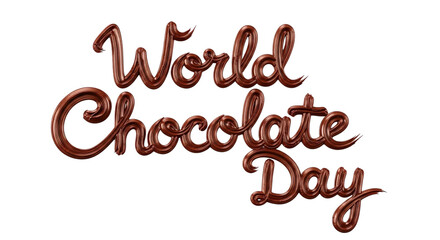 World Chocolate Day 3D chocolate lettering for July 7th celebrations, confectionery promotions, dessert menus, bakery social media, and sweet treat marketing campaigns,