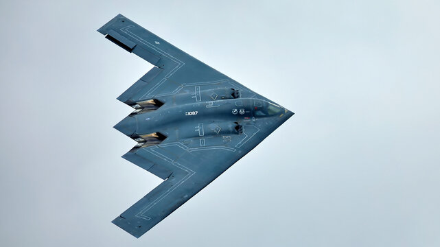 Fairford, United Kingdom - June 15, 2025: Northrop B-2 Spirit also know as the Stealth Bomber