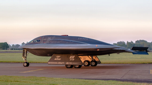 Fairford, United Kingdom - June 15, 2025: Northrop B-2 Spirit also know as the Stealth Bomber