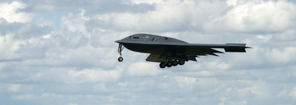 Fairford, United Kingdom - June 15, 2025: Northrop B-2 Spirit also know as the Stealth Bomber