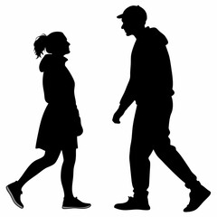 Romantic Couples Silhouettes Vector Collection on White Background