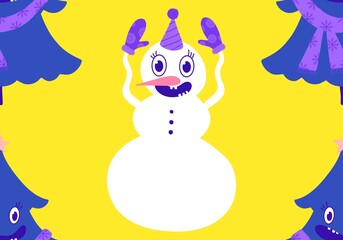 Christmas tree seamless winter balls pattern for wrapping paper and fabrics