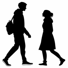 Romantic Couples Silhouettes Vector Collection on White Background