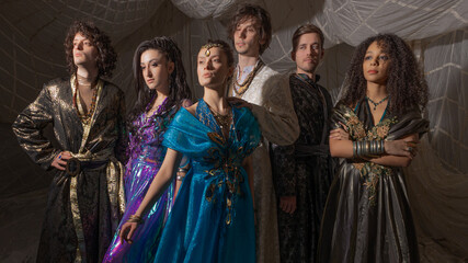 Oriental fairytale photography with elegantly dressed Arabic-style models in mystical scene