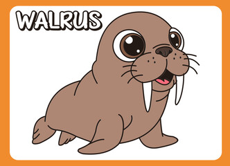 Cute little walrus  happy smile cartoon illustration. vector 2 dimension little walrus  happy smile cartoon illustration. vector 2 dimension