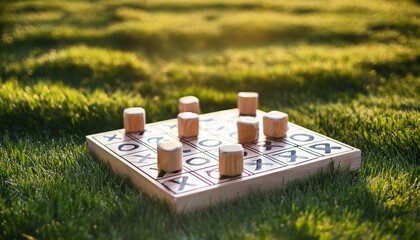 tic tac toe game outside grass season