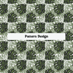 Seamless Tropical Leaf Pattern on Beige Background