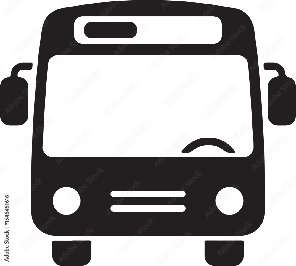 Poster stylized silhouette of a public transport bus depicting its front view a bold and simplified visual 
