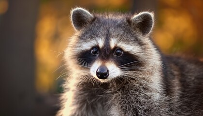 Obraz premium adorable raccoon close up wildlife nature pet animal portrait cute fuzzy innocent