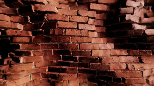 Transformation of brick facade into flowing waves showcasing texture and color variations