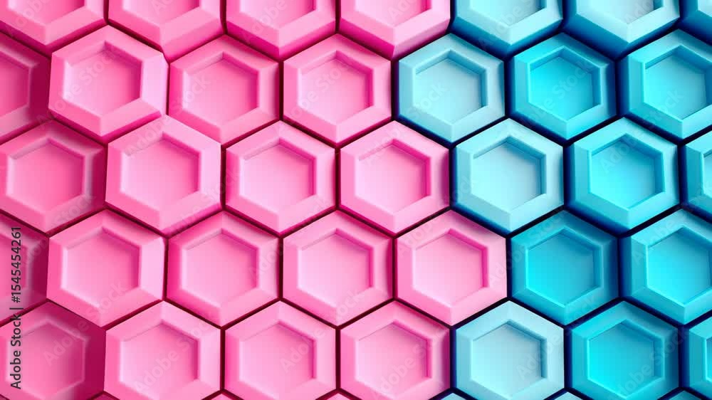 Poster hexagonal harmony: a close-up view of a honeycomb structure showcases a beautiful gradient of soft p