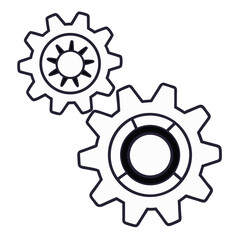 Gear Icon Set – Mechanical Cogwheel Outline Vector for Settings and Engineering Concepts