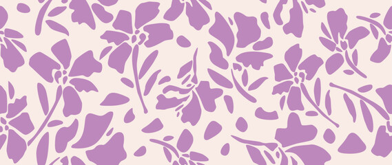 Vector seamless background. Minimalistic abstract floral pattern. Modern print on light background. Perfect for textile design, screensavers, covers, cards, invitations and posters.