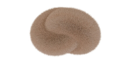 3d soft beige organic knot with realistic fur texture, abstract biomorphic sculpture with smooth flow, surreal digital art object