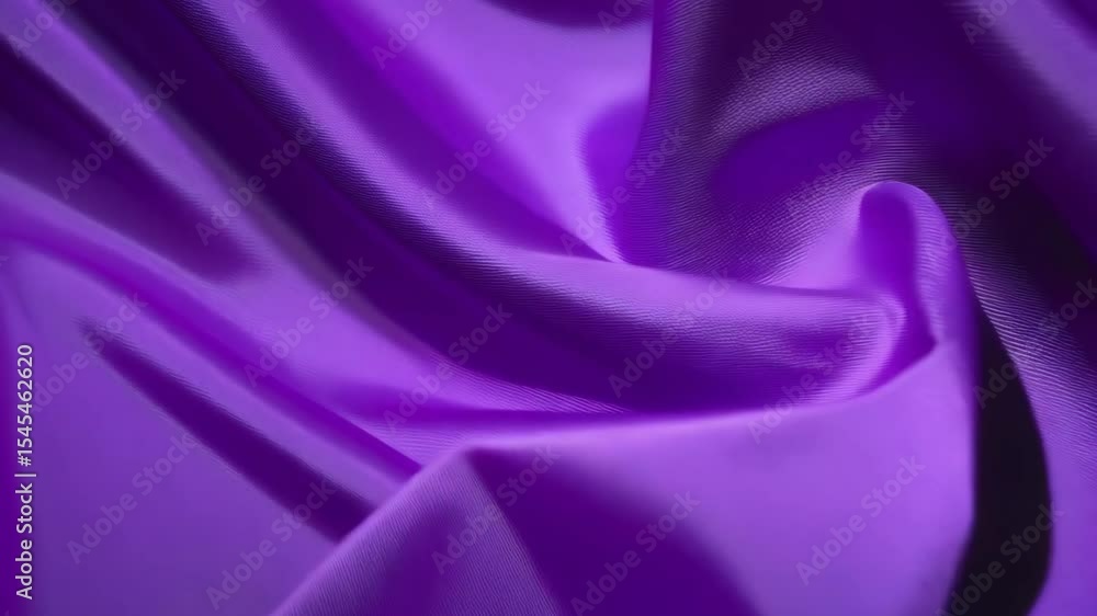 Poster flowing vibrant violet satin fabric folds and undulations creating a dynamic rippled texture for abs