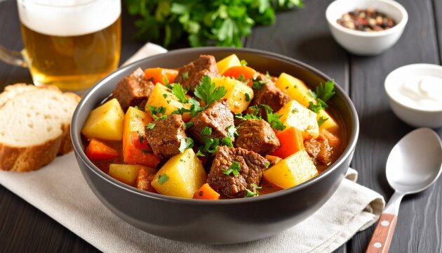 Tas Kebabı Beef Stew with Potatoes. Traditional Turkish Food