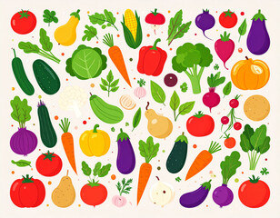 Vibrant Colorful Collection of Fresh Farm Vegetables