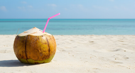 coconut cocktail on the beach