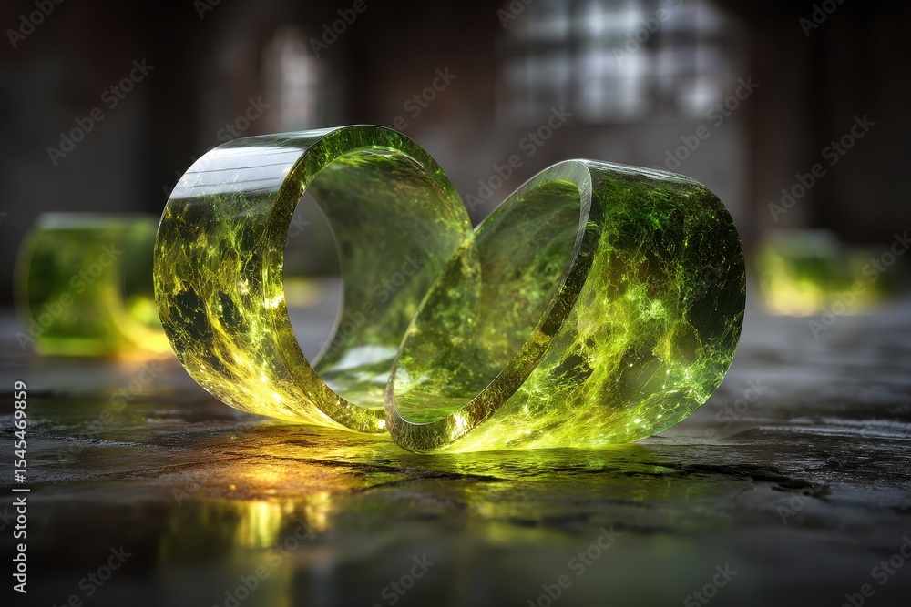 Aufkleber Glass bottles and objects create rainbow light reflections on a cloth during daytime, showing transparent containers with beautiful colorful patterns