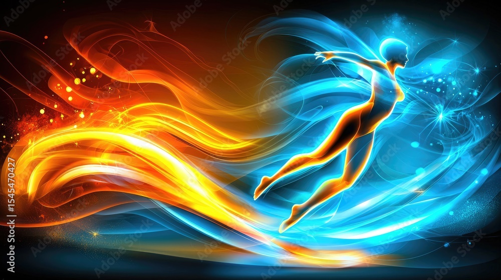 Poster dynamic energy flow digital art abstract visualization colorful background conceptual design