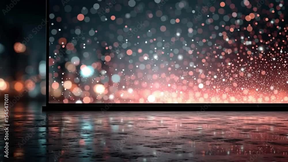 Poster bokeh lights create a shimmering effect in urban environment generative ai
