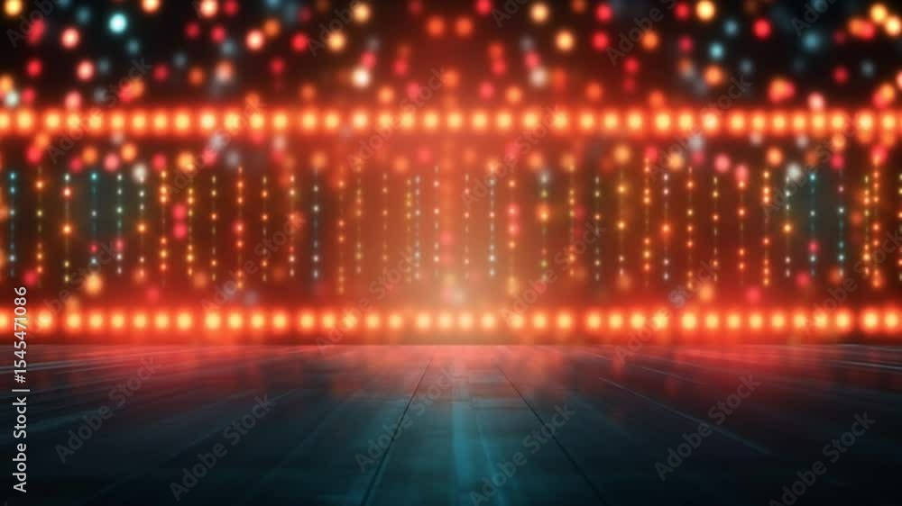Poster bright lights illuminate an empty stage ready for a performance generative ai