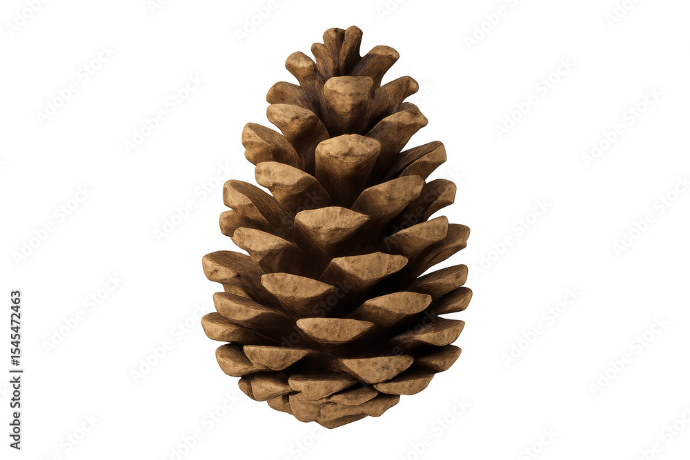 Poster pine cone with spread scales, isolated on transparent backdrop, suitable for compositing