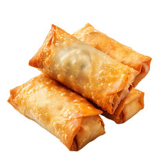 Crispy golden-brown egg rolls stacked neatly