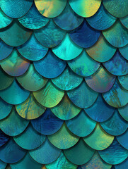 Iridescent turquoise mermaid scales with shiny glittery texture wallpaper