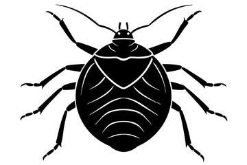 Silhouette Vector Art Illustration of	Black and White Bed Bug Icon