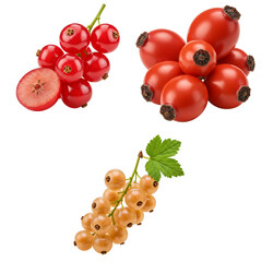 Fresh berries assortment including red currants and gooseberries  