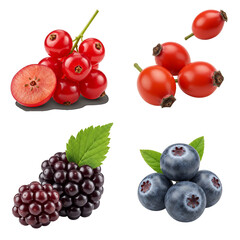 Assorted berries including red currants, blackberries, and blueberries  