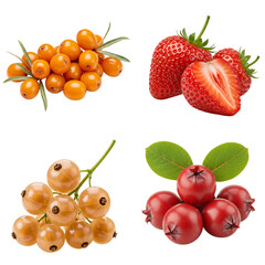 Assorted fresh berries including strawberries and currants  