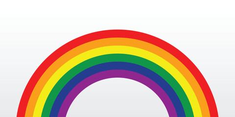 Obraz premium Curved Rainbow Flag on White Background, Pride Month celebration, absract lines