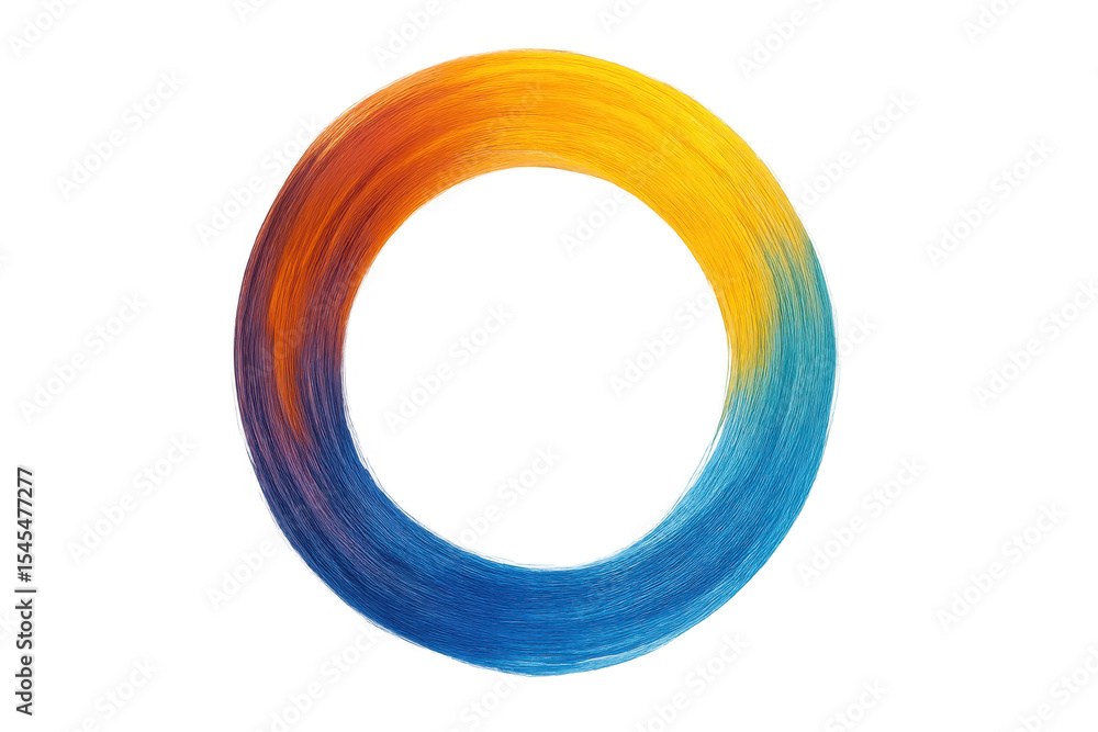 Poster multicolored circular brush stroke creating dynamic graphic design element, transparent background, 