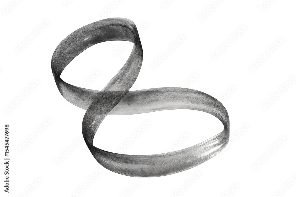 Poster gray infinity symbol created by fluid brush stroke, representing continuous flow and seamless design