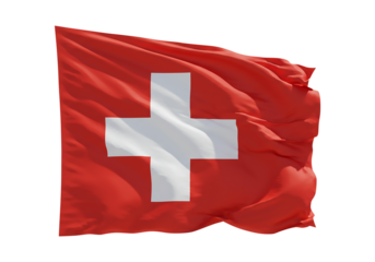 Swiss Flag A High-Resolution Image of the Iconic Red and White Cross Blowing in the Wind