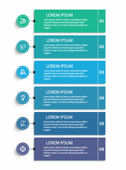 Business infographic vector design template with 6 options, steps or processes. Can be used for workflow layout, diagram, annual report, web design	