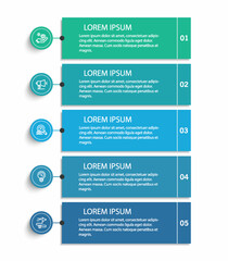 Infographic template with 5 options, steps, process chart. Can be used for workflow layout, diagram, annual report, web design	
