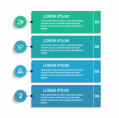 Infographic design template with 4 options, steps or processes. Can be used for workflow layout, diagram, annual report, web design	