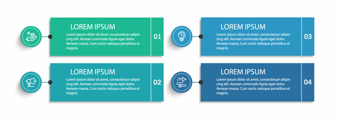 Infographic design template with 4 options, steps or processes. Can be used for workflow layout, diagram, annual report, web design	