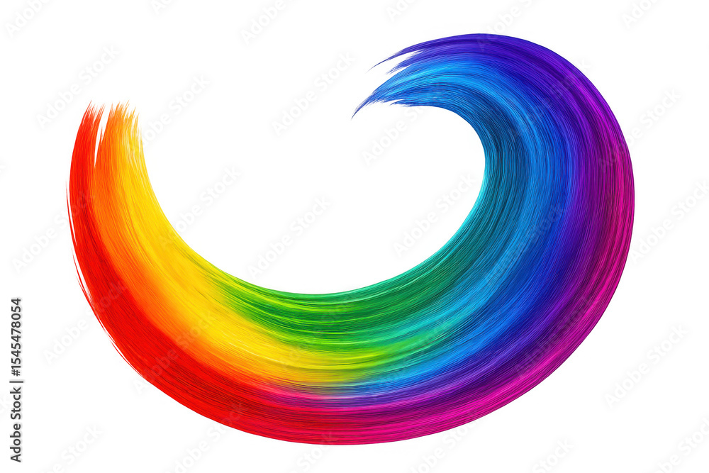 Poster colorful rainbow brushstroke arching across transparent surface, adding vivid, dynamic visual energy