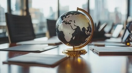 Global business strategy meeting modern office environment visual content urban viewpoint corporate concept
