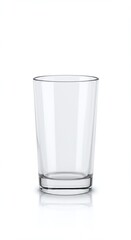 Empty Clear Glass Tumbler on White Background Simple, Clean Design
