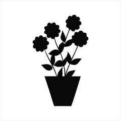 Flower Vase Silhouette - Floral Arrangement Vector