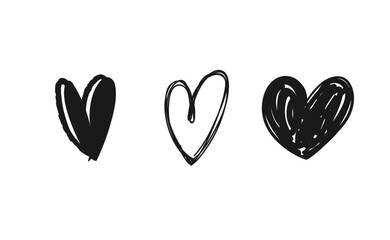 heart doodle set, hand drawn illustrations of hearts, love sketches