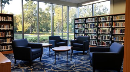 Library Full of Books and Quiet Study Areas Representing Knowledge Resources Quiet Spaces and Research Opportunities for Libraries Students and Educational Campaigns
