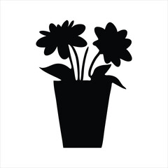 Flower Vase Silhouette - Floral Arrangement Vector